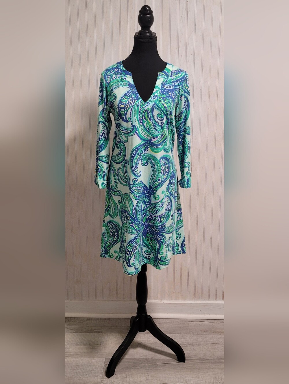 Lilly Pulitzer Rossmore Keep It Current Poolside Blue T-Shirt Dress Size S EUC